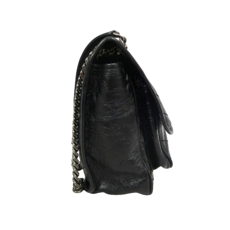 YSL Niki Shoulder Bag Waxed Leather Black