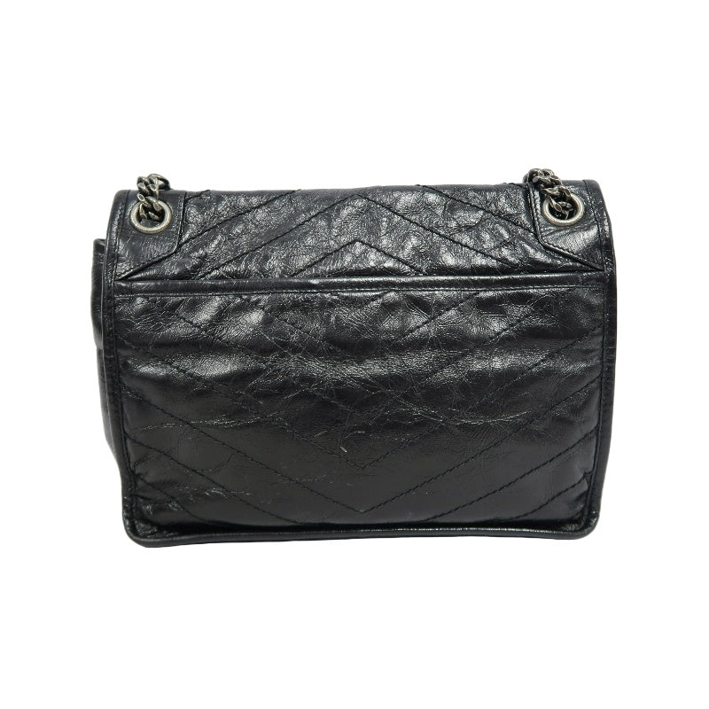 YSL Niki Shoulder Bag Waxed Leather Black