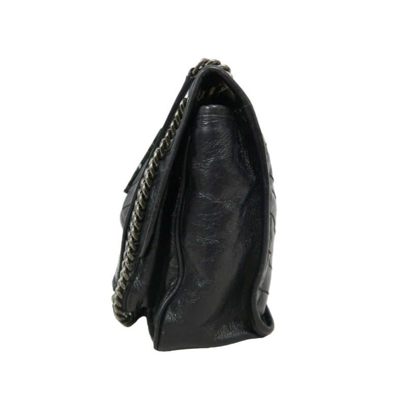 YSL Niki Shoulder Bag Waxed Leather Black