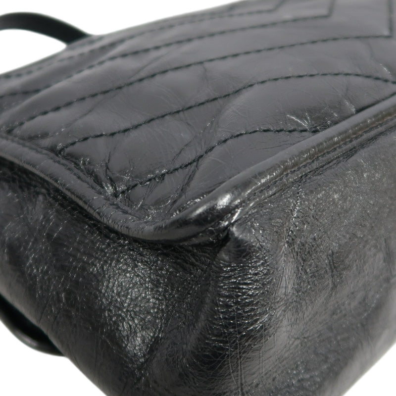 YSL Niki Shoulder Bag Waxed Leather Black