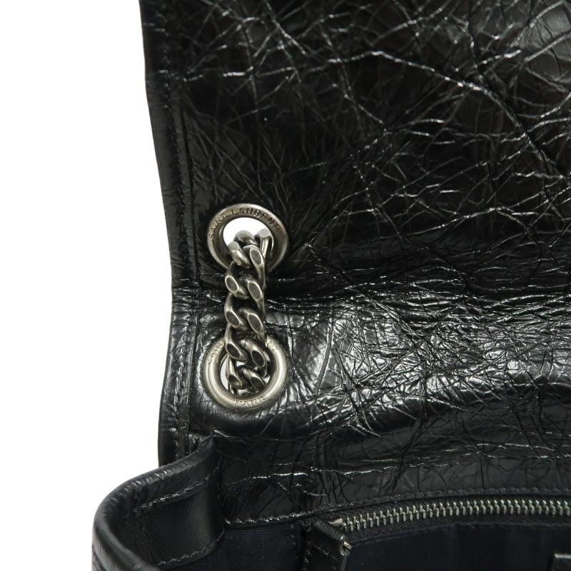 YSL Niki Shoulder Bag Waxed Leather Black