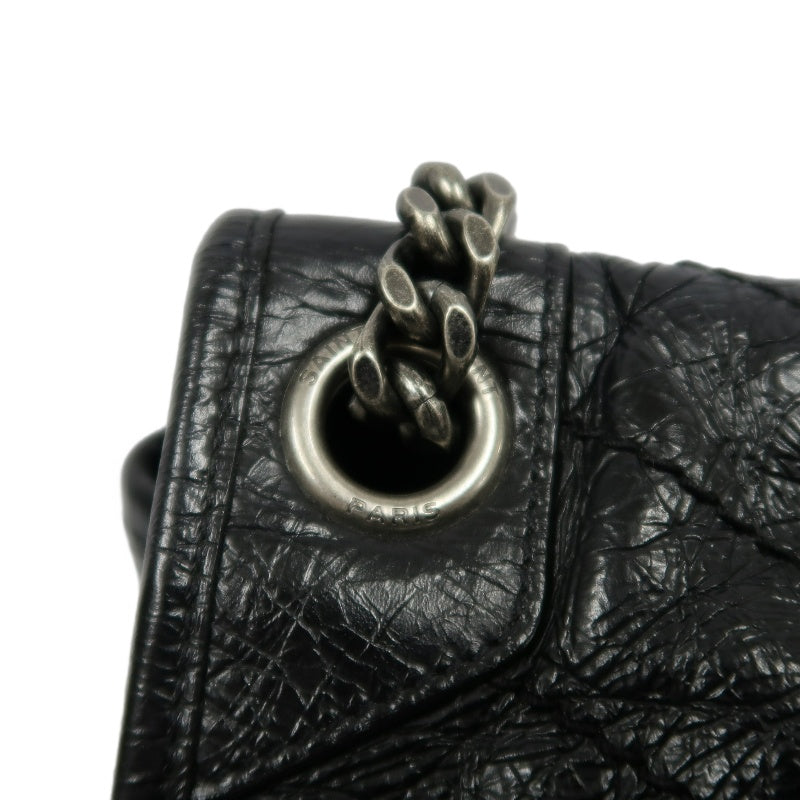 YSL Niki Shoulder Bag Waxed Leather Black