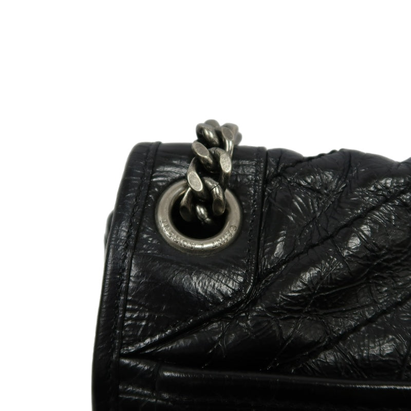 YSL Niki Shoulder Bag Waxed Leather Black