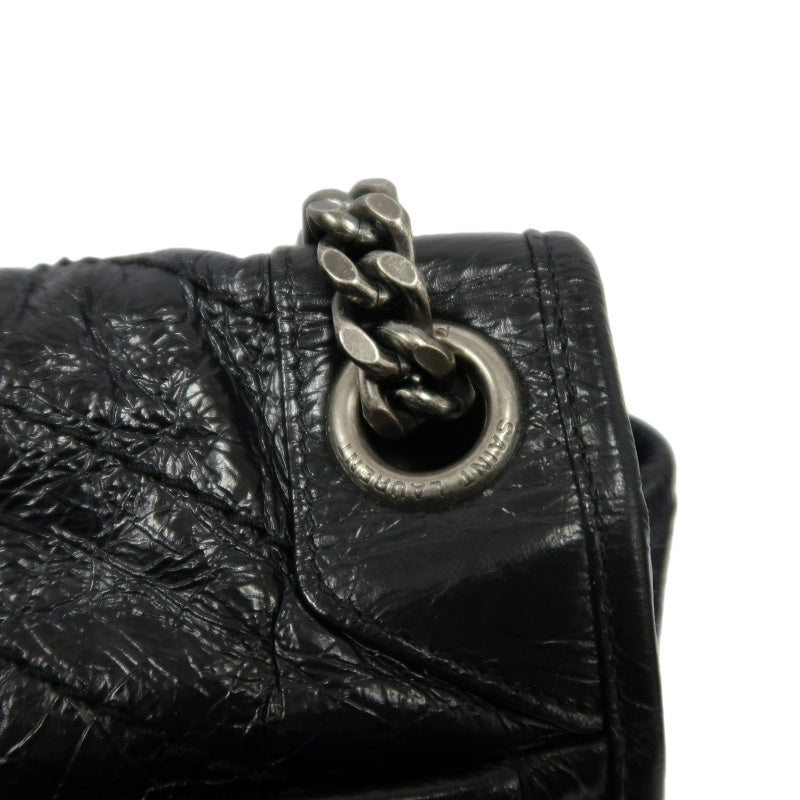 YSL Niki Shoulder Bag Waxed Leather Black