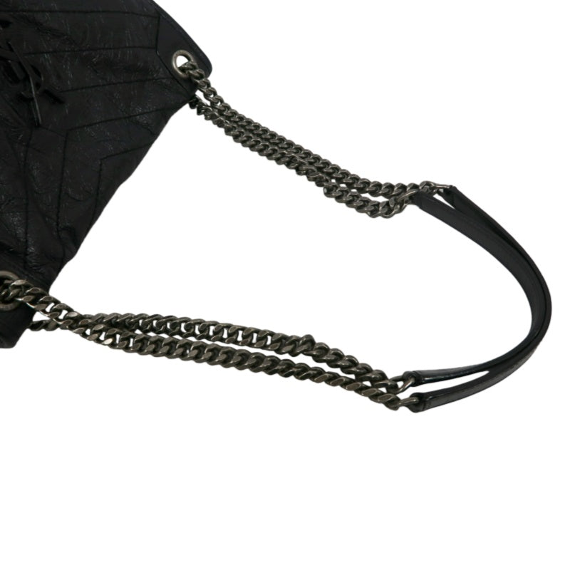 YSL Niki Shoulder Bag Waxed Leather Black