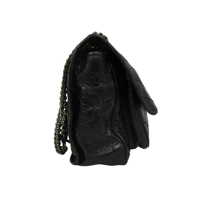 YSL Niki Shoulder Bag Waxed Leather Black