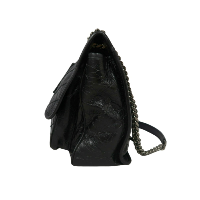 YSL Niki Shoulder Bag Waxed Leather Black