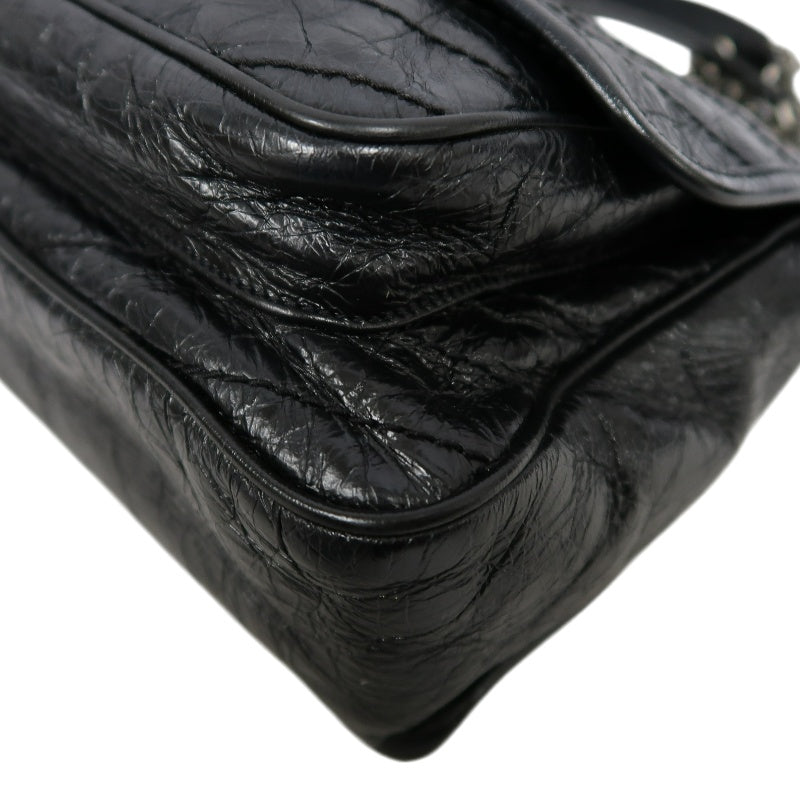 YSL Niki Shoulder Bag Waxed Leather Black