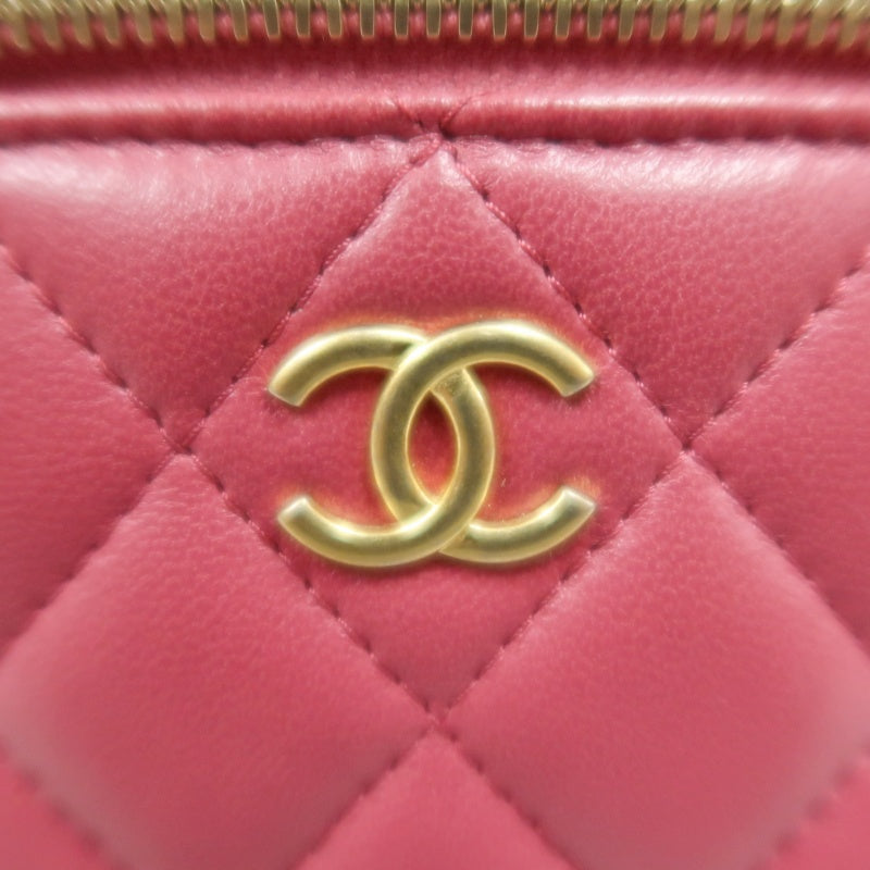 CHANEL Handle Vanity Matelasse Shoulder Bag Caviar Leather Burgundy Gold Hardware