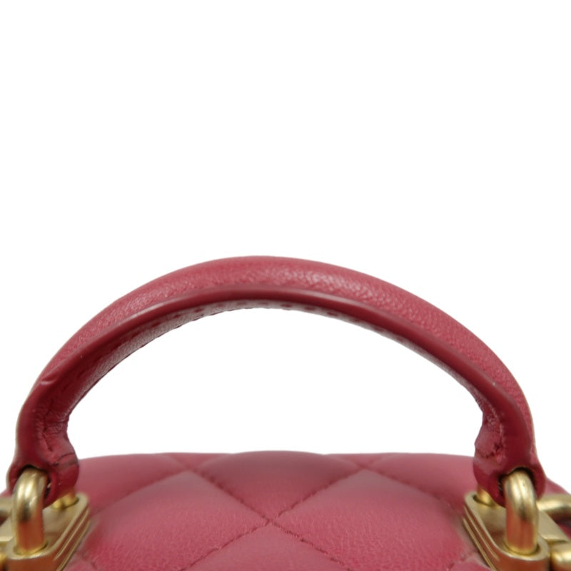 CHANEL Handle Vanity Matelasse Shoulder Bag Caviar Leather Burgundy Gold Hardware