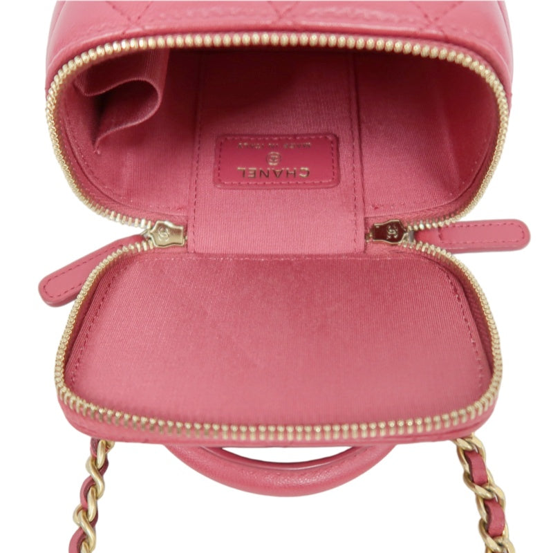 CHANEL Handle Vanity Matelasse Shoulder Bag Caviar Leather Burgundy Gold Hardware