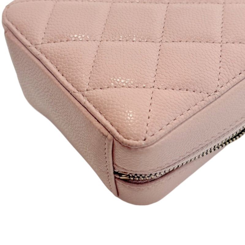CHANEL Mini Vanity Matelasse Shoulder Bag Caviar Leather Pink Gold Hardware