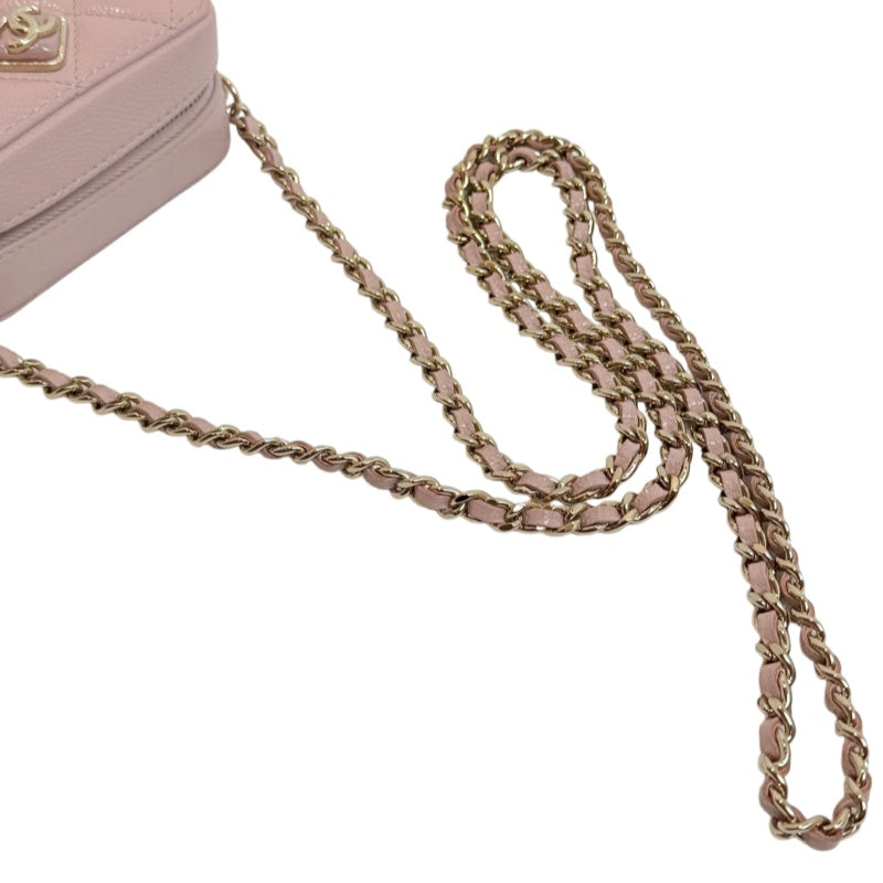 CHANEL Mini Vanity Matelasse Shoulder Bag Caviar Leather Pink Gold Hardware