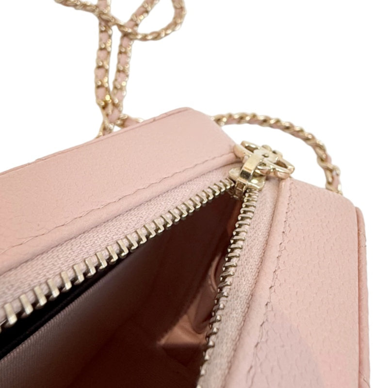 CHANEL Mini Vanity Matelasse Shoulder Bag Caviar Leather Pink Gold Hardware