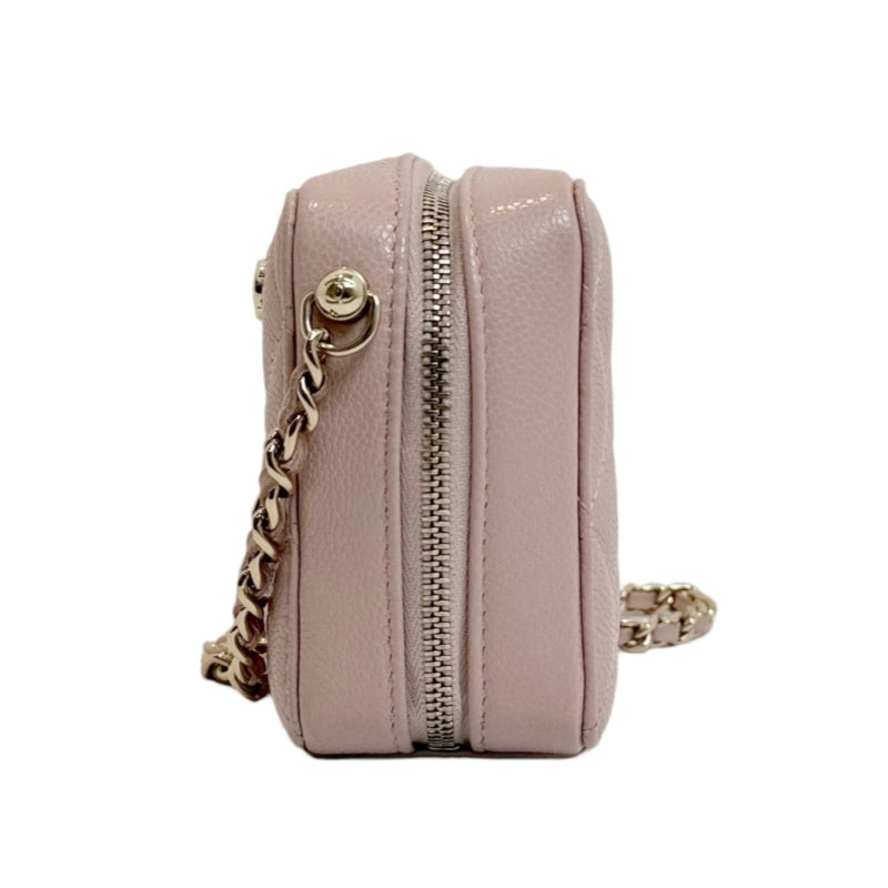 CHANEL Mini Vanity Matelasse Shoulder Bag Caviar Leather Pink Gold Hardware