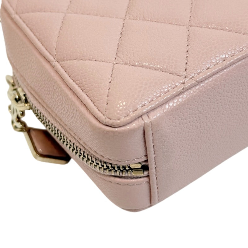 CHANEL Mini Vanity Matelasse Shoulder Bag Caviar Leather Pink Gold Hardware