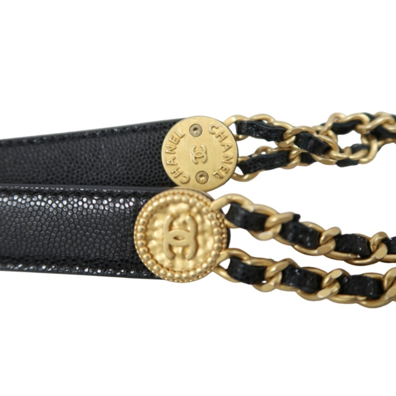 CHANEL Mini Coin Bucket Shoulder Bag Caviar Leather Black Vintage Gold Hardware