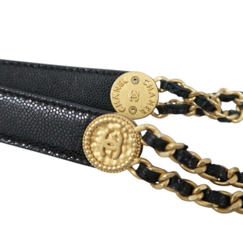 CHANEL Mini Coin Bucket Shoulder Bag Caviar Leather Black Vintage Gold Hardware