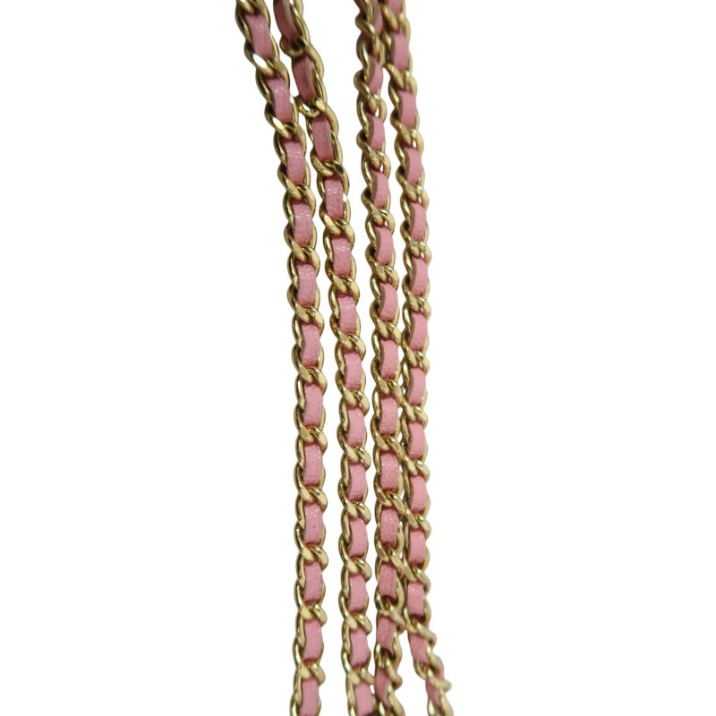 CHANEL Mini Bucket Shoulder Bag Caviar Leather Pink Gold Hardware