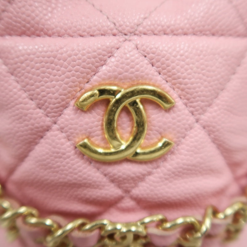 CHANEL Mini Bucket Shoulder Bag Caviar Leather Pink Gold Hardware