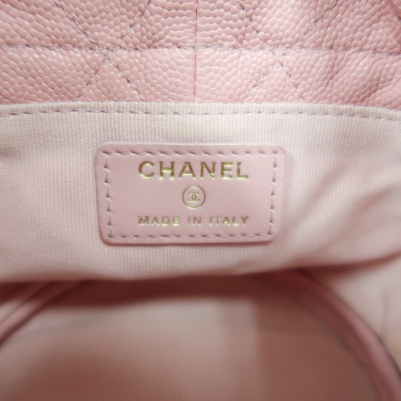 CHANEL Mini Bucket Shoulder Bag Caviar Leather Pink Gold Hardware