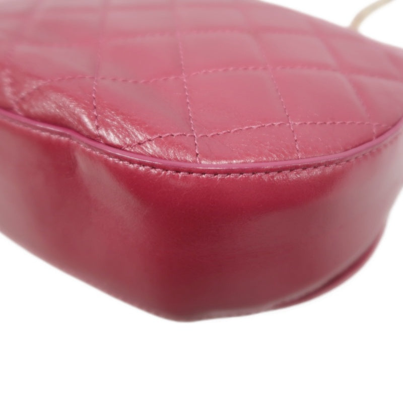 CHANEL Burgundy Red Glossy Lambskin Quilted Half Moon Flap Chain Crossbody Bag, Polished Gold Hardware