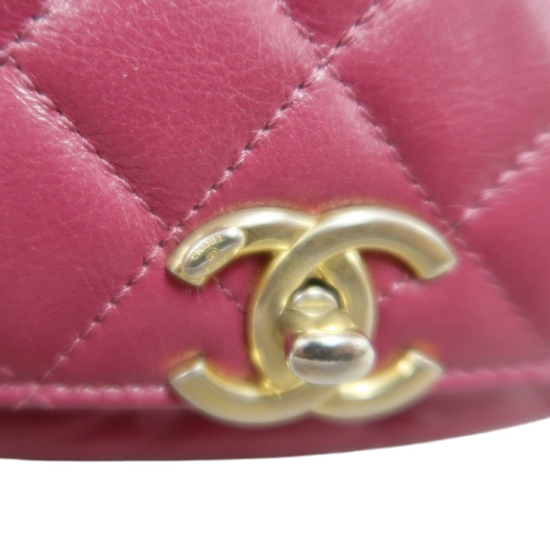 CHANEL Burgundy Red Glossy Lambskin Quilted Half Moon Flap Chain Crossbody Bag, Polished Gold Hardware