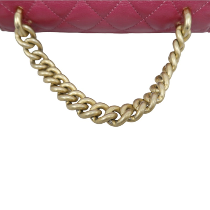 CHANEL Burgundy Red Glossy Lambskin Quilted Half Moon Flap Chain Crossbody Bag, Polished Gold Hardware