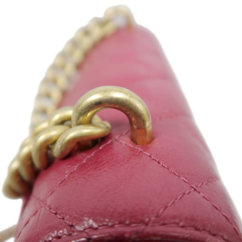 CHANEL Burgundy Red Glossy Lambskin Quilted Half Moon Flap Chain Crossbody Bag, Polished Gold Hardware