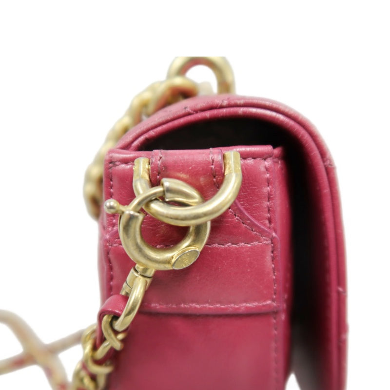 CHANEL Burgundy Red Glossy Lambskin Quilted Half Moon Flap Chain Crossbody Bag, Polished Gold Hardware
