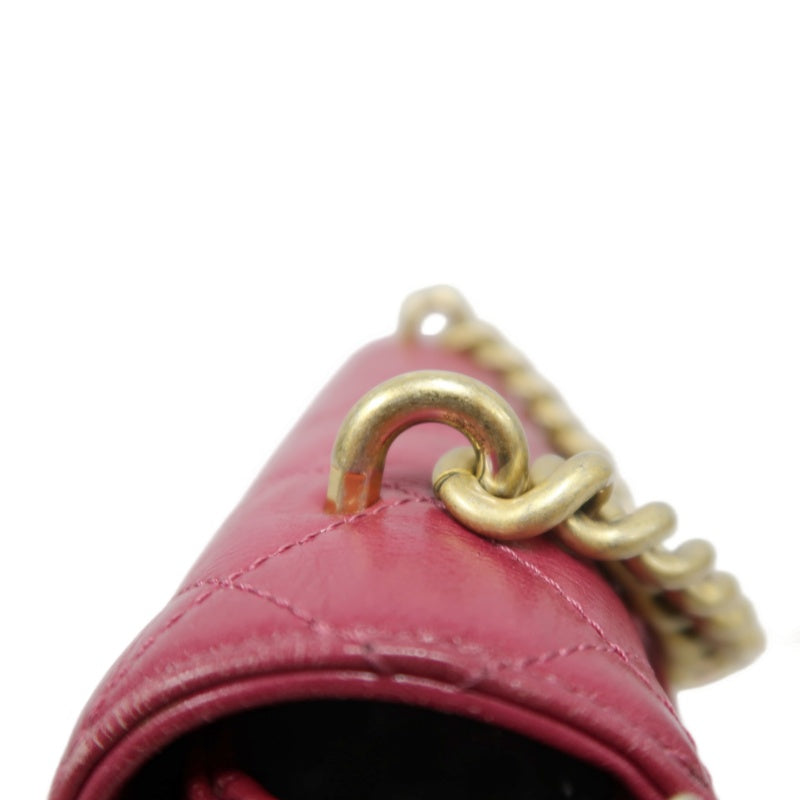CHANEL Burgundy Red Glossy Lambskin Quilted Half Moon Flap Chain Crossbody Bag, Polished Gold Hardware