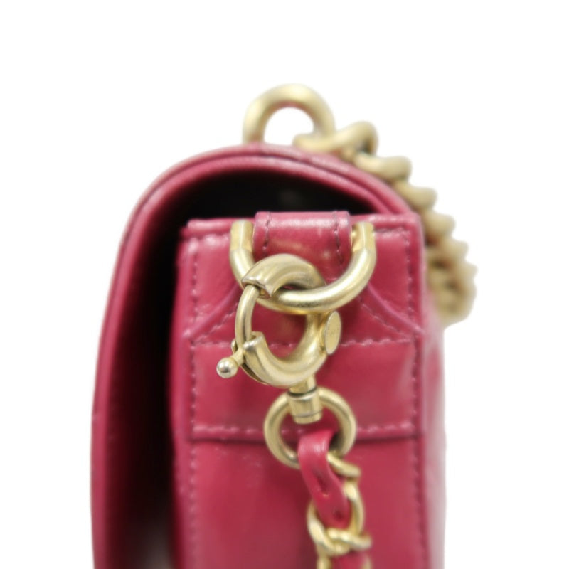 CHANEL Burgundy Red Glossy Lambskin Quilted Half Moon Flap Chain Crossbody Bag, Polished Gold Hardware