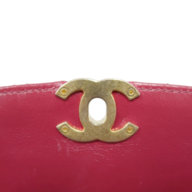 CHANEL Burgundy Red Glossy Lambskin Quilted Half Moon Flap Chain Crossbody Bag, Polished Gold Hardware