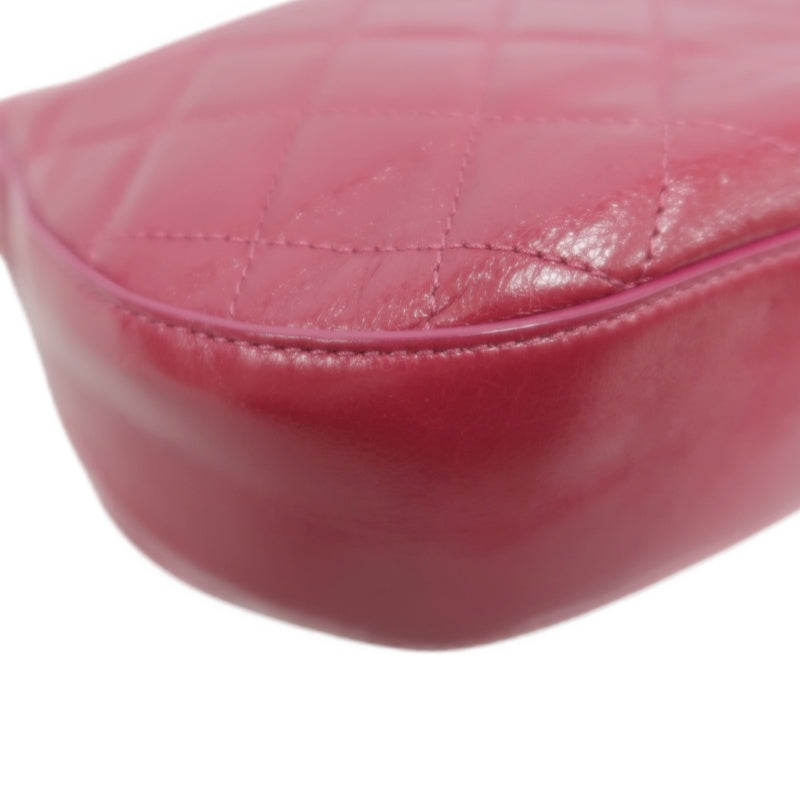 CHANEL Burgundy Red Glossy Lambskin Quilted Half Moon Flap Chain Crossbody Bag, Polished Gold Hardware