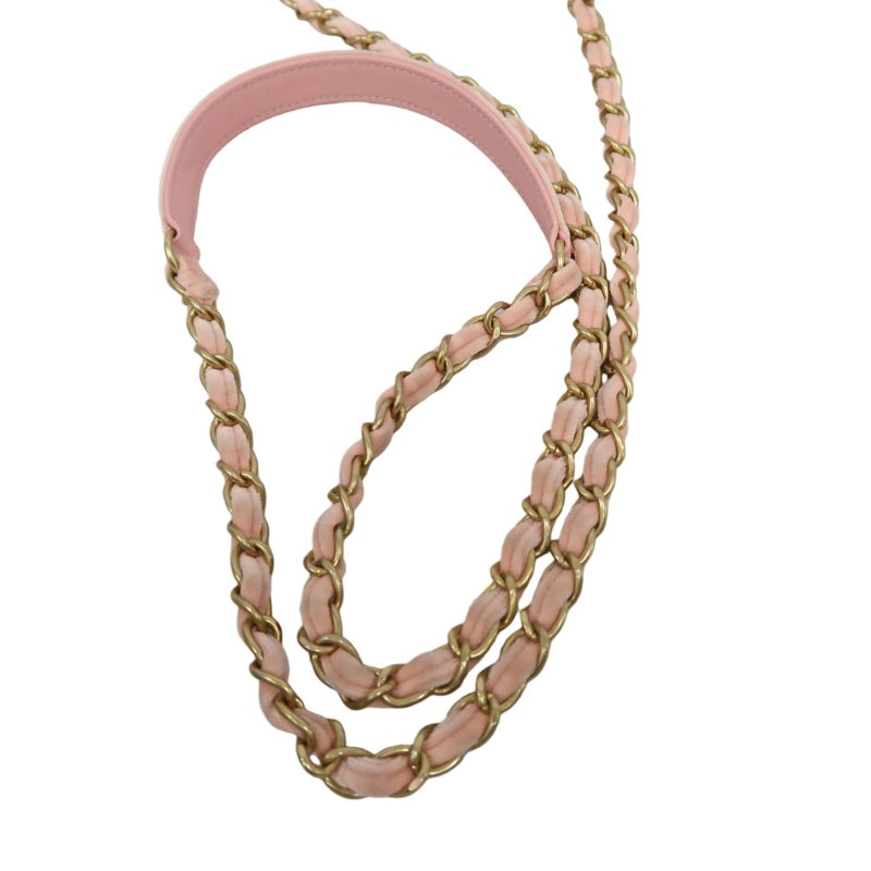 CHANEL Classic Flap Matelasse Shoulder Bag Velvet Pink Gold Hardware