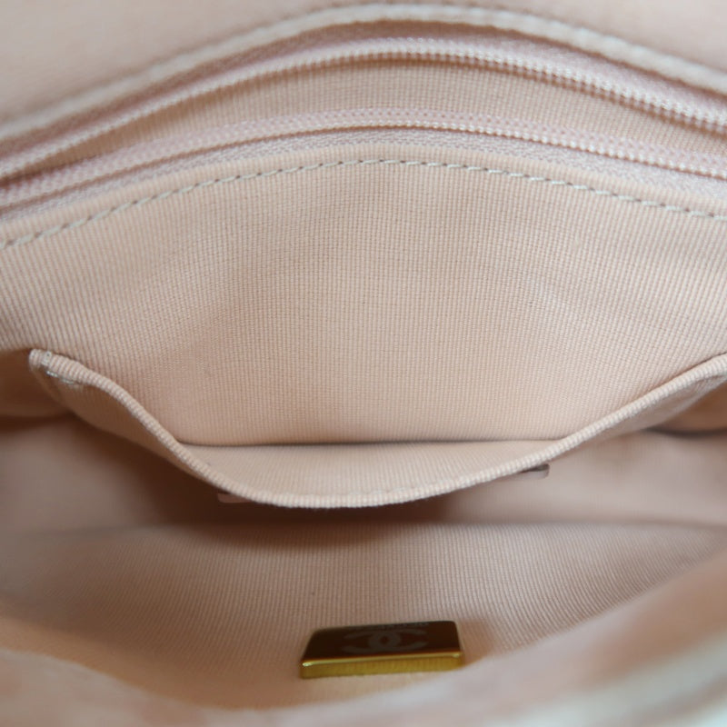 CHANEL Classic Flap Matelasse Shoulder Bag Velvet Pink Gold Hardware