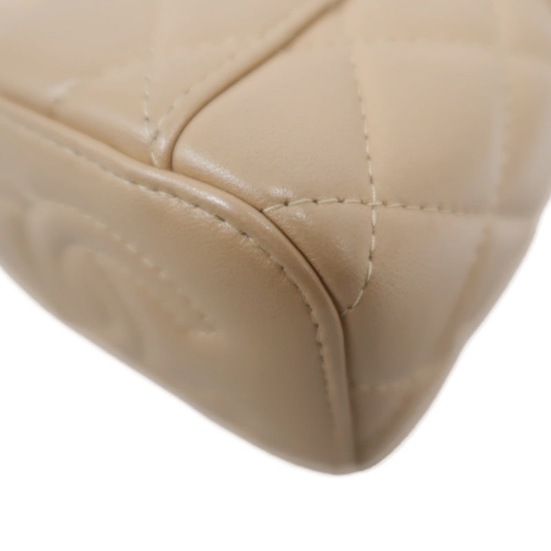 CHANEL Matelasse Small Vanity Shoulder Bag Lambskin Beige Gold Hardware