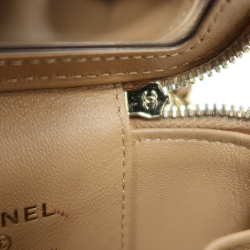 CHANEL Matelasse Small Vanity Shoulder Bag Lambskin Beige Gold Hardware