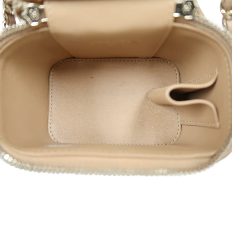 CHANEL Matelasse Small Vanity Shoulder Bag Lambskin Beige Gold Hardware