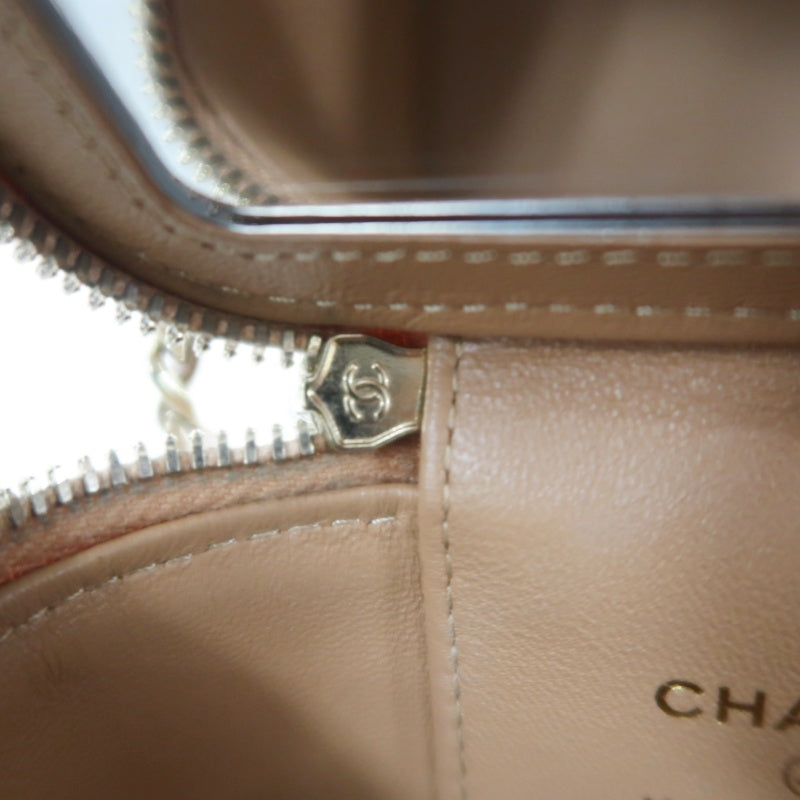CHANEL Matelasse Small Vanity Shoulder Bag Lambskin Beige Gold Hardware