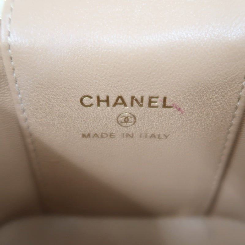 CHANEL Matelasse Small Vanity Shoulder Bag Lambskin Beige Gold Hardware