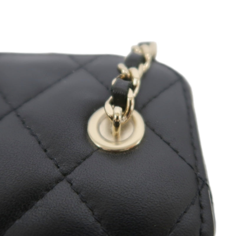 CHANEL Small Vanity Matelasse Shoulder Bag Lambskin Black Gold Hardware