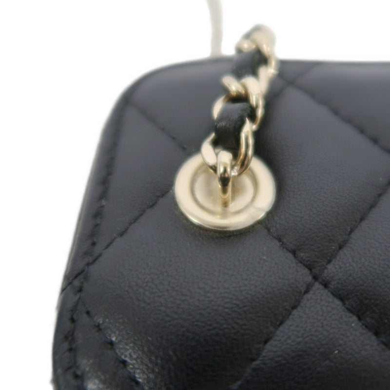CHANEL Small Vanity Matelasse Shoulder Bag Lambskin Black Gold Hardware