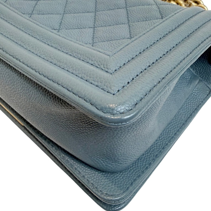 CHANEL Boy Matelasse Shoulder Bag Calfskin Navy Blue Gold Hardware