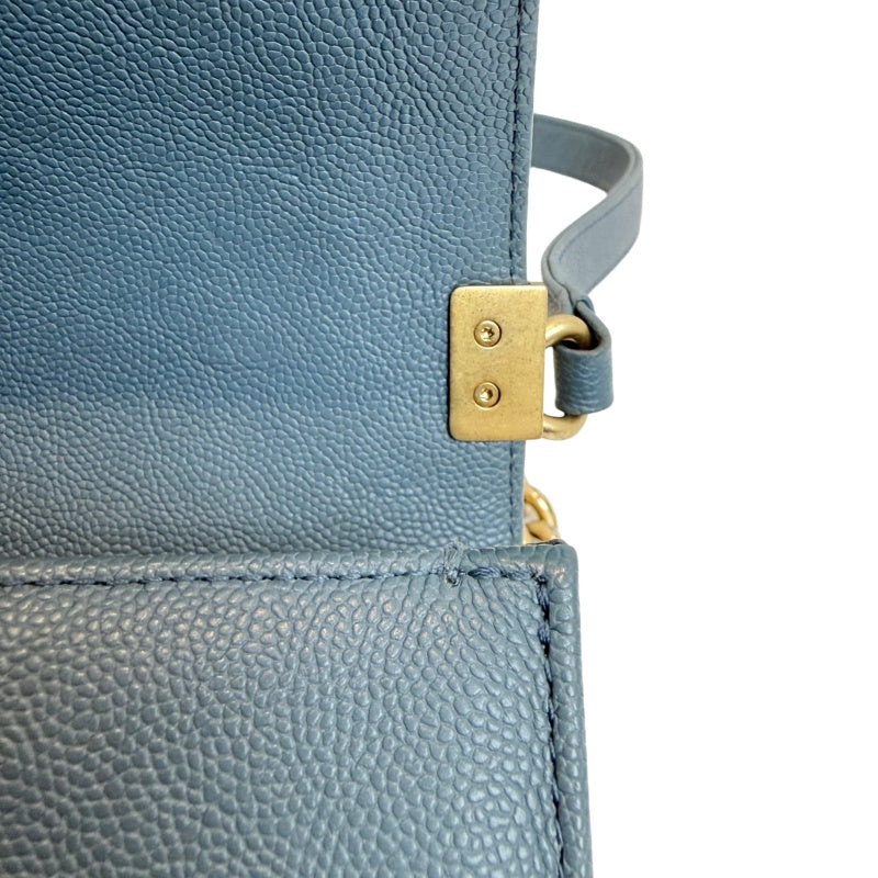 CHANEL Boy Matelasse Shoulder Bag Calfskin Navy Blue Gold Hardware