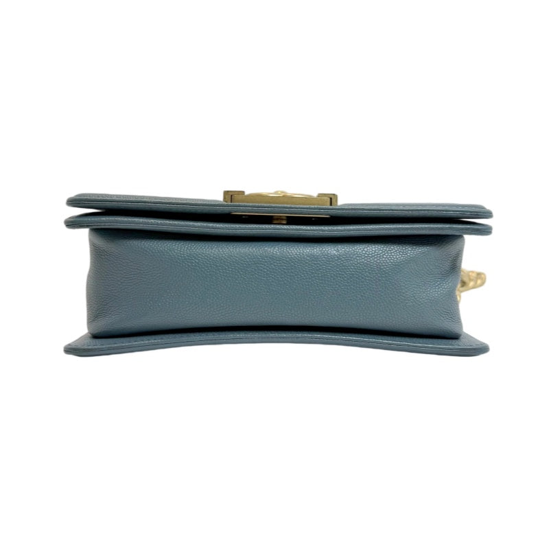 CHANEL Boy Matelasse Shoulder Bag Calfskin Navy Blue Gold Hardware