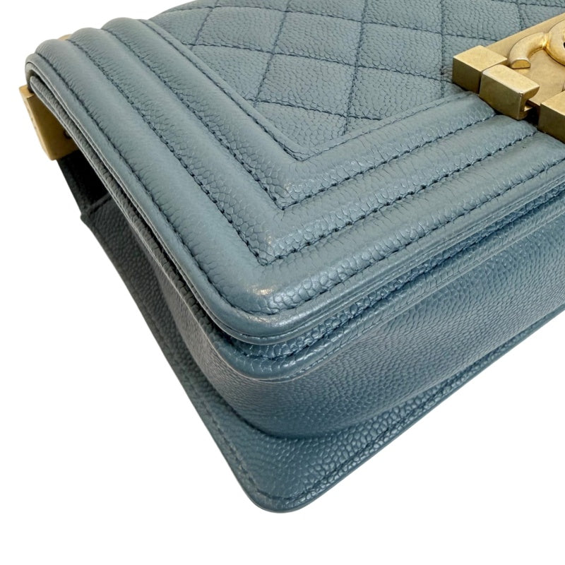 CHANEL Boy Matelasse Shoulder Bag Calfskin Navy Blue Gold Hardware