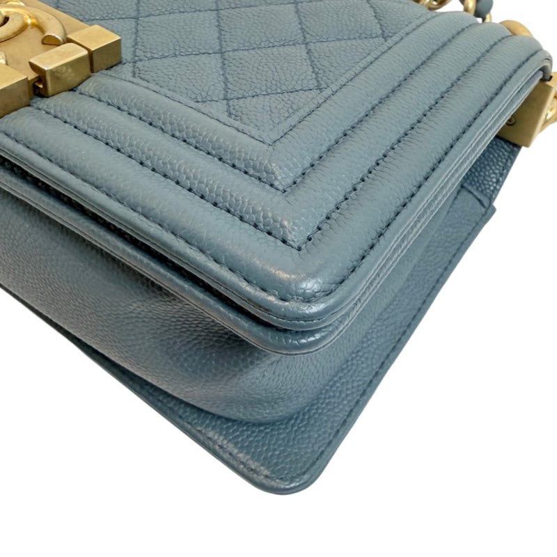 CHANEL Boy Matelasse Shoulder Bag Calfskin Navy Blue Gold Hardware