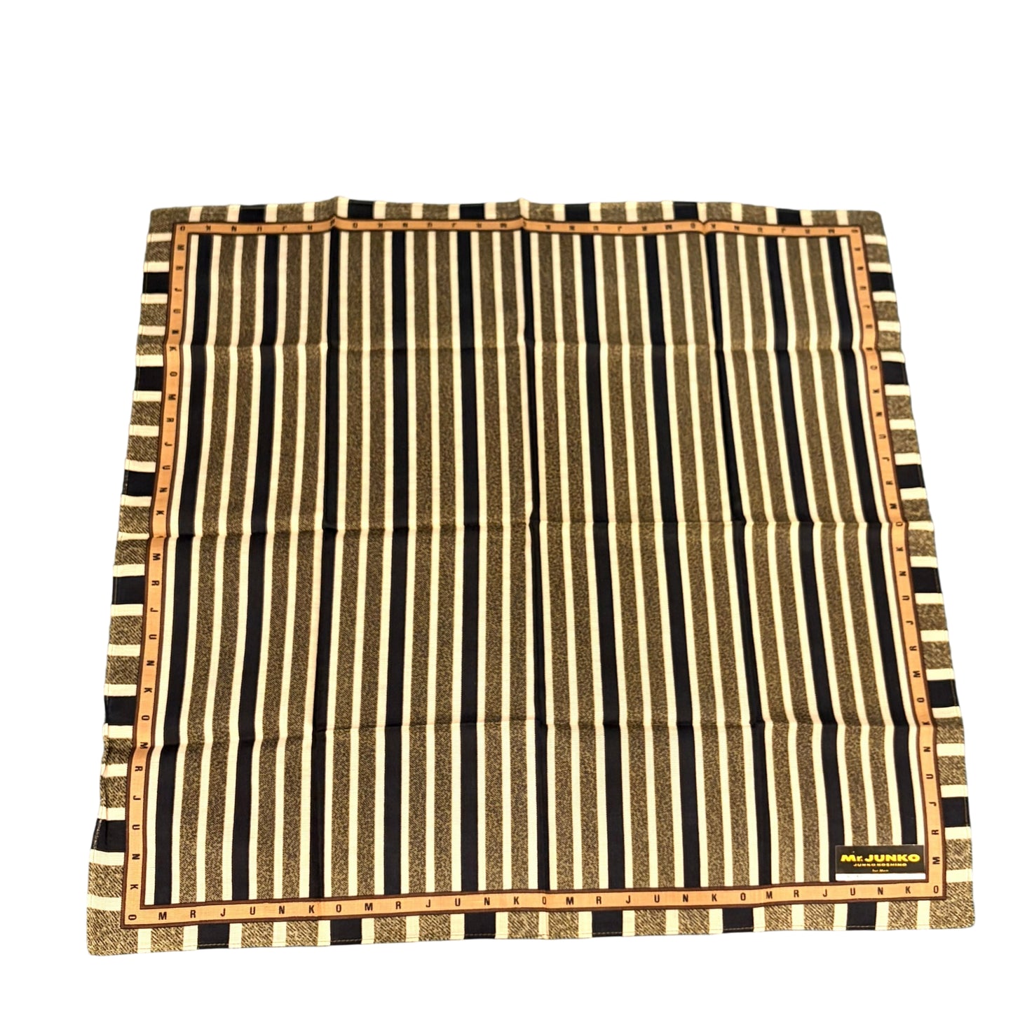 M.JUNKO Striped Silk Scarf Navy Beige JUNKO KOSHINO