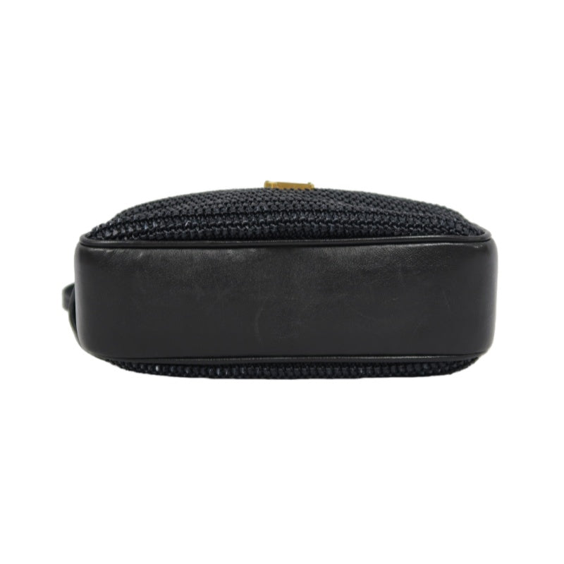 YVES SAINT LAURENT (YSL) Black Knit Camera Crossbody Bag